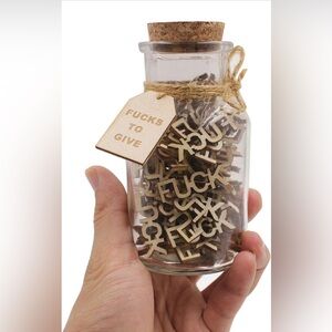 Fcks to Give Jar Funny Gag Gift Wooden Letter Bottle